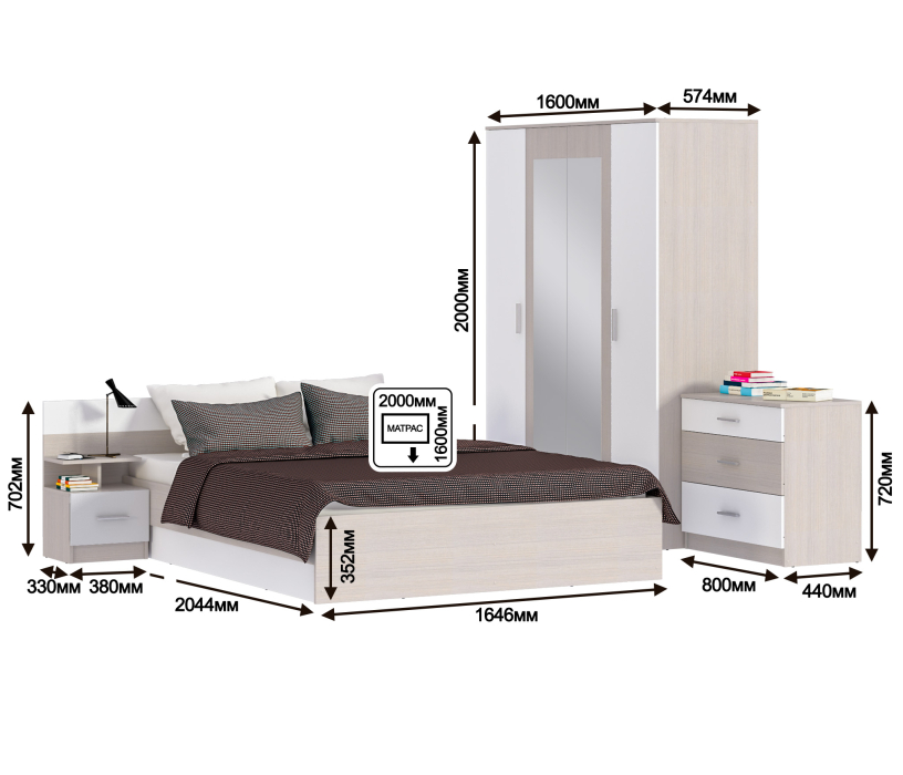 Спальные гарнитуры, Спальня Уют Авиньон/Белый