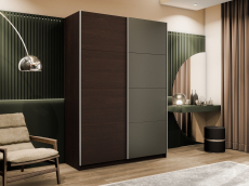 Шкафы-купе 2-х дверные, Шкаф-купе Прайм 2-х дверный ДСП/Стекло хаки/Доводчики 120х57х230