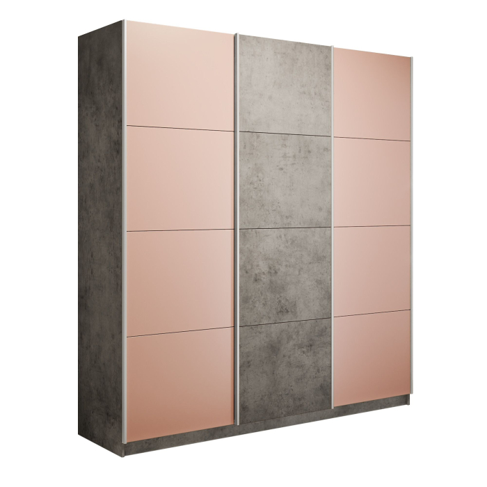 Шкафы-купе 3-х дверные, Шкаф-купе Прайм 3-х дверный Стекла пудра/ДСП/Доводчики 180х57х230