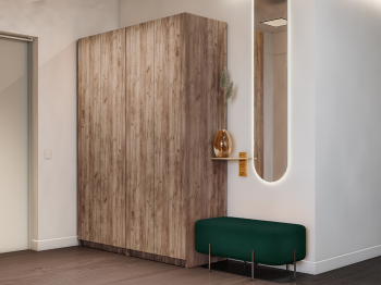 Шкаф складной Е1 Локер ("Гармошка" с системой Push to Move/Левый162х52.5х220 см, с модулем