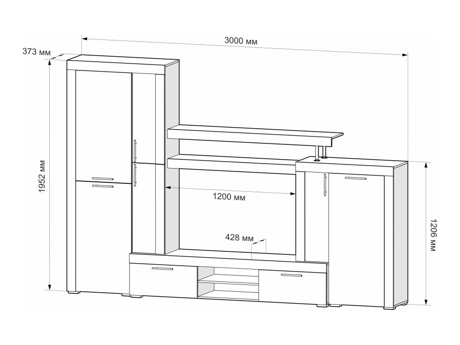 Стенки для гостиной, Гостиная Маркус GOJA1