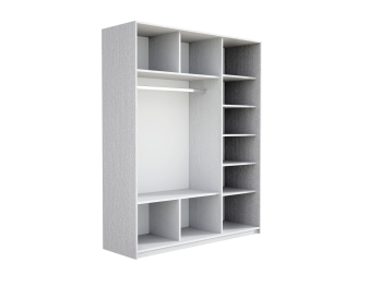 Шкаф-купе Прайм 3-х дверный Стекла белые/Зеркало/Доводчики 180х57х230