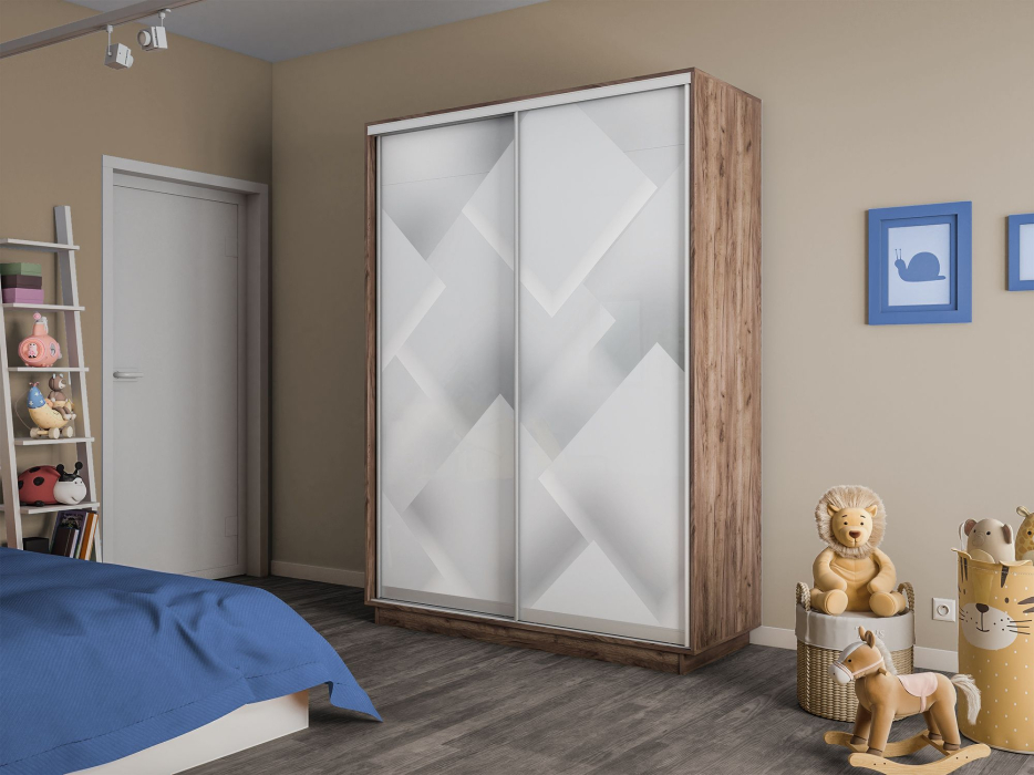 Шкафы-купе 2-х дверные, Шкаф-купе Экспресс 2-х дверный Фотопечать Квадрат Стекла 120х45х220