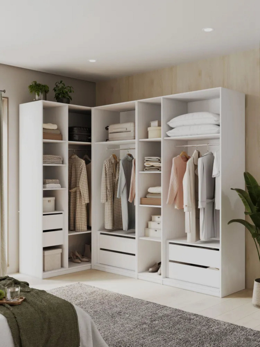 Угловые шкафы, Угловой шкаф для одежды распашной с ящиками София 2200х2500х1300 мм