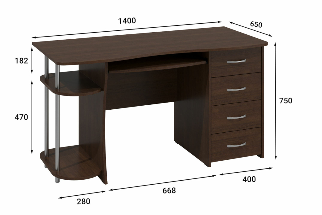 Прямые компьютерные столы, Стол компьютерный С-222БН