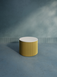 Стол круглый журнальный с золотым металлическим подстольем TRUBIS Wood M 60