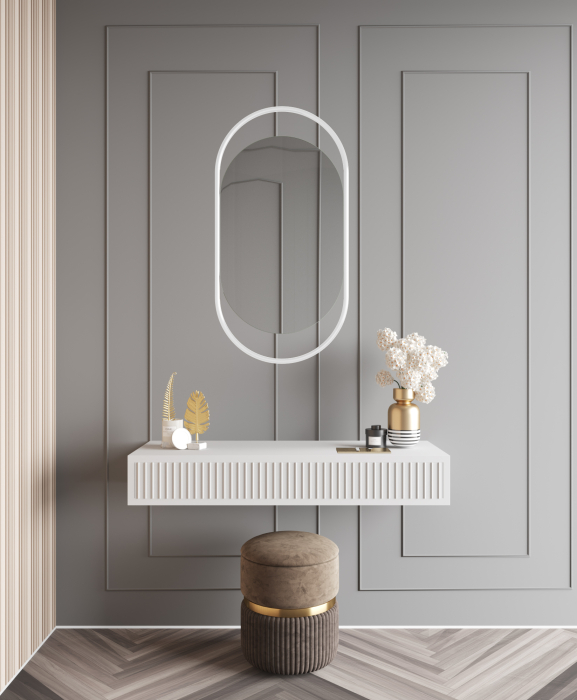 Зеркала в спальню, Дизайнерское настенное зеркало GENGLASS Evelix S в металлической раме