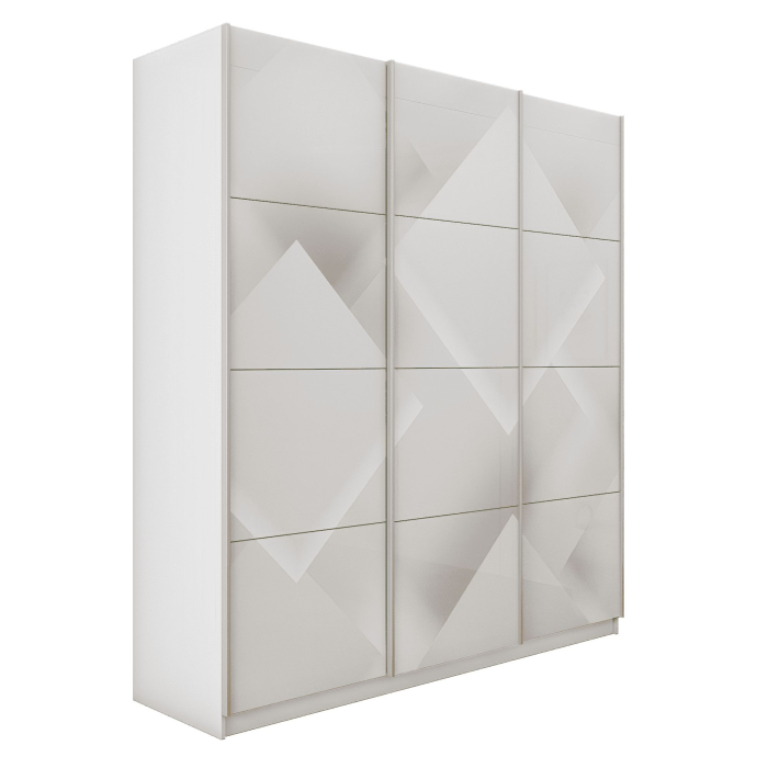 Шкафы-купе 3-х дверные, Шкаф-купе Прайм 3-х дверный Фотопечать Квадраты Стекла/Доводчики 180х57х230