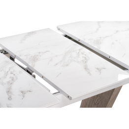 Стол Петир 120 дуб с пилением / белая шагрень