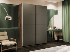 Шкафы-купе 2-х дверные, Шкаф-купе Прайм 2-х дверный Стекла хаки/Доводчики 140х57х230
