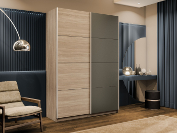 Шкаф-купе Прайм 2-х дверный ДСП/Стекло хаки/Доводчики 160х57х230