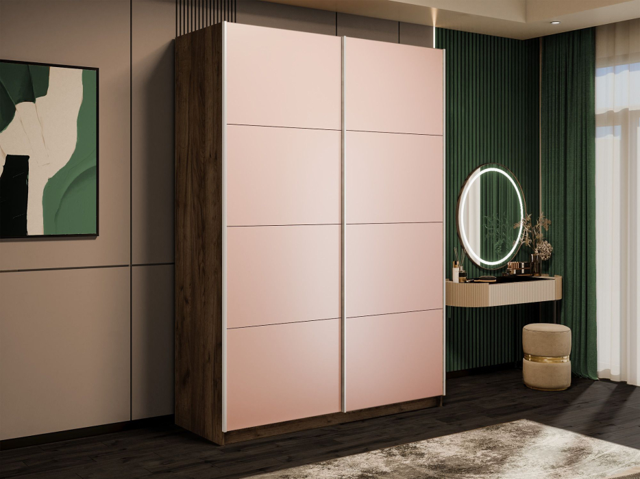 Шкафы-купе 2-х дверные, Шкаф-купе Прайм 2-х дверный Стекла пудра/Доводчики 160х57х230