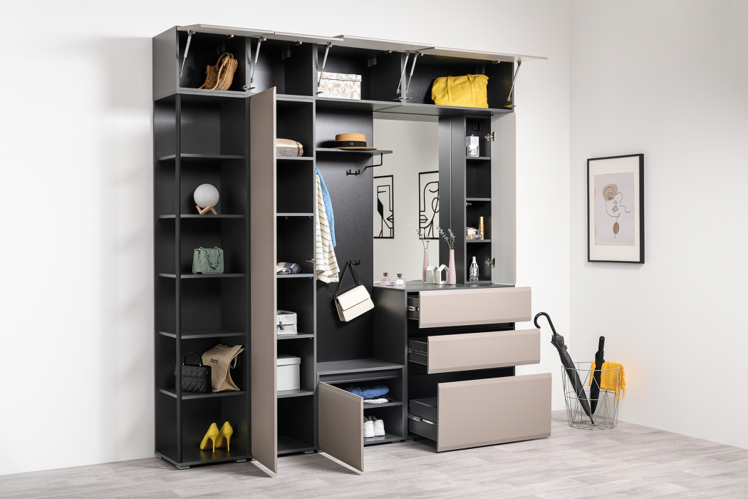 Шкафы распашные, Шкаф навесной Сидней 16.314.04, антрацит, веллюто капучино