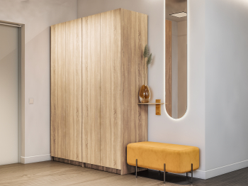 Шкаф складной Е1 Локер ("Гармошка" с системой Push to Move/Левый)162х52.5х220 см