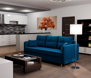 Прямой диван Лотос,еврокнижка,велюр