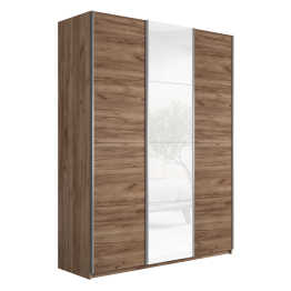 Шкаф-купе Прайм 3-х дверный ДСП/Стекло белое/Доводчики 180х57х230