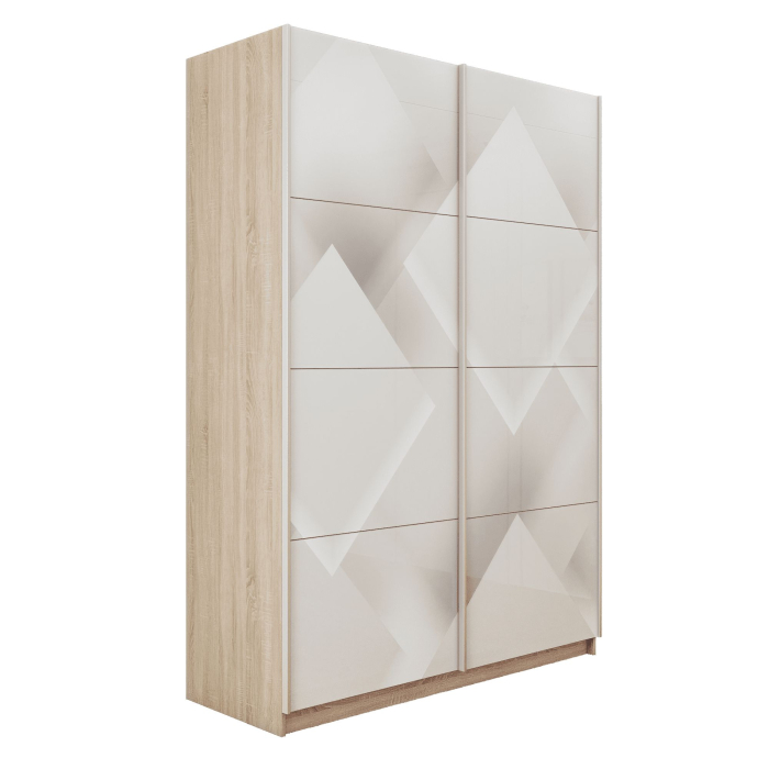 Шкафы-купе 2-х дверные, Шкаф-купе Прайм 2-х дверный Фотопечать Квадраты Стекла/Доводчики 160х57х230