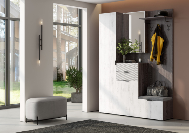 Вешалка Шаде В-3406, черный ясень, санторини белый, ткань simple 27