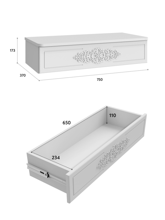 Туалетные столики, Тумба подвесная Ассоль АС-69