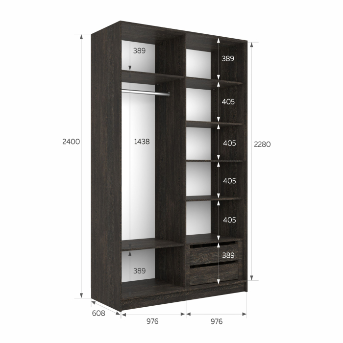 Шкафы-купе 2-х дверные, Шкаф-купе Эста 2-х дверный Стекла фисташка/Доводчик 200х66х240