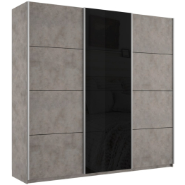 Шкаф-купе Прайм 3-х дверный ДСП/Стекло черное/Доводчики 180х57х230