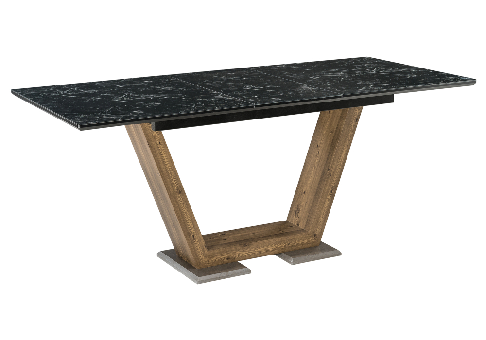 Обеденные столы, Стол стеклянный Иматра (мрамор черный / черная шагрень)