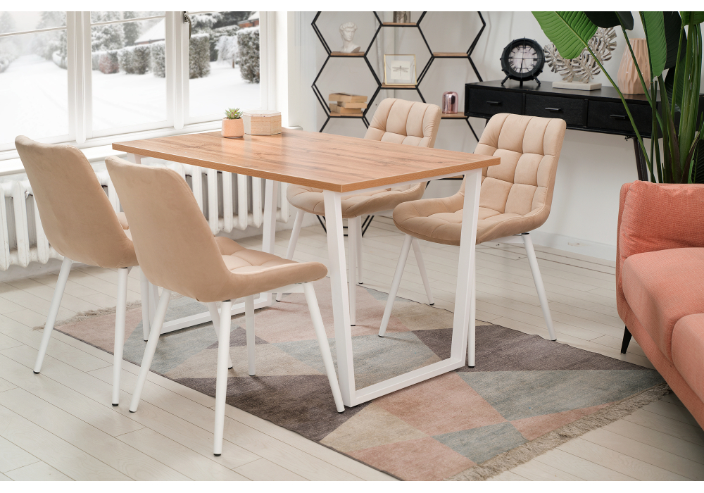 Обеденные столы, Стол деревянный Лота Лофт 120 25 мм (белый матовый)