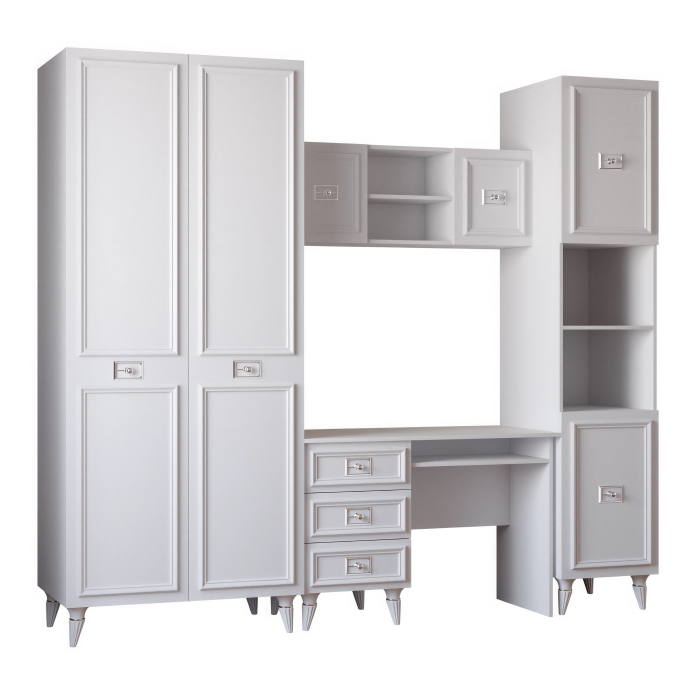 Настенные полки, Шкаф Валенсия навесной 110х35х40 см серебро