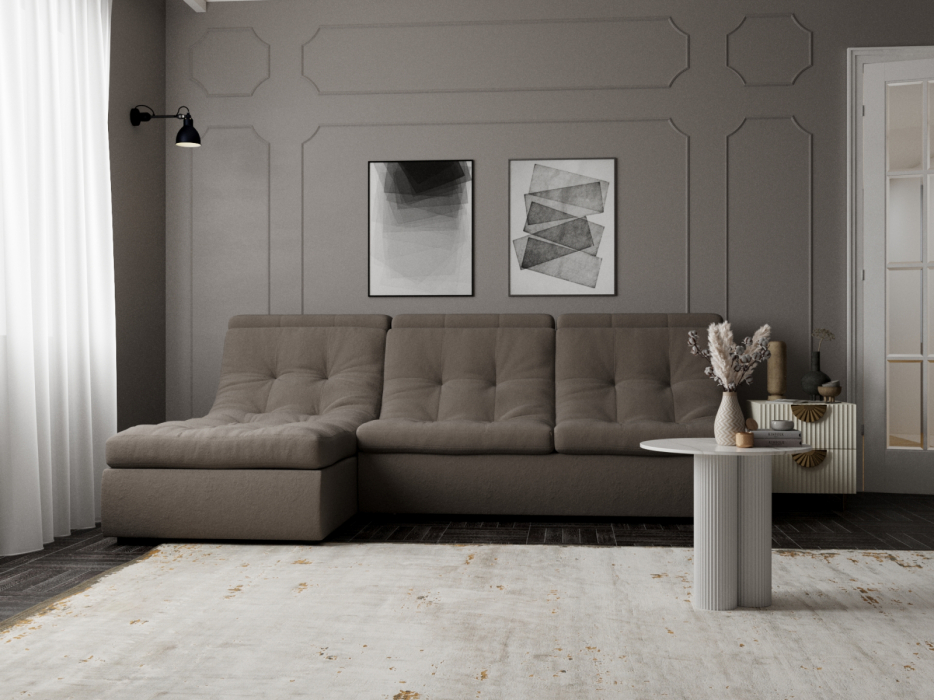 Диваны угловые в гостиную, Угловой диван Монако-2 ППУ, велюр