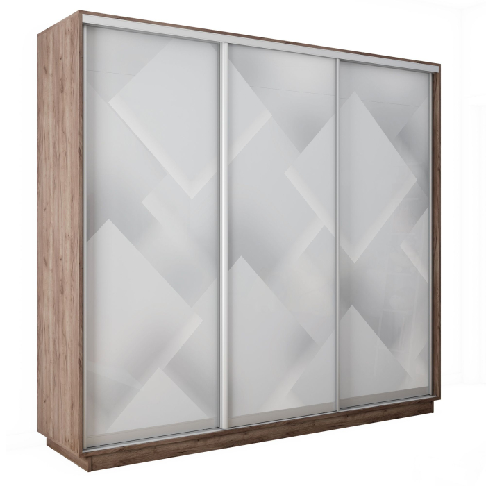 Шкафы-купе 3-х дверные, Шкаф-купе Экспресс 3-х дверный Фотопечать Квадрат Стекла 240х45х220