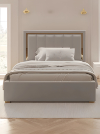 Кровать Валенсия с подъемным механизмом 140х200 см велюр, золото