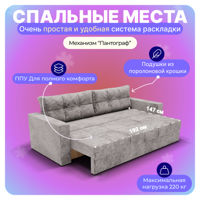 Диваны прямые, Прямой диван Рио, ППУ, Симпл