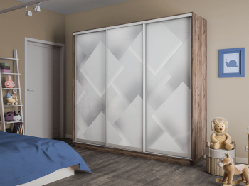 Шкаф-купе Экспресс 3-х дверный Фотопечать Квадрат Стекла 240х45х240