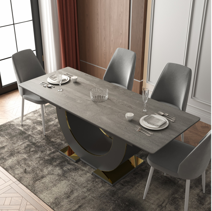 Обеденные столы, Стол Монако, столешница керамогранит (1600/2000х900х820) золото