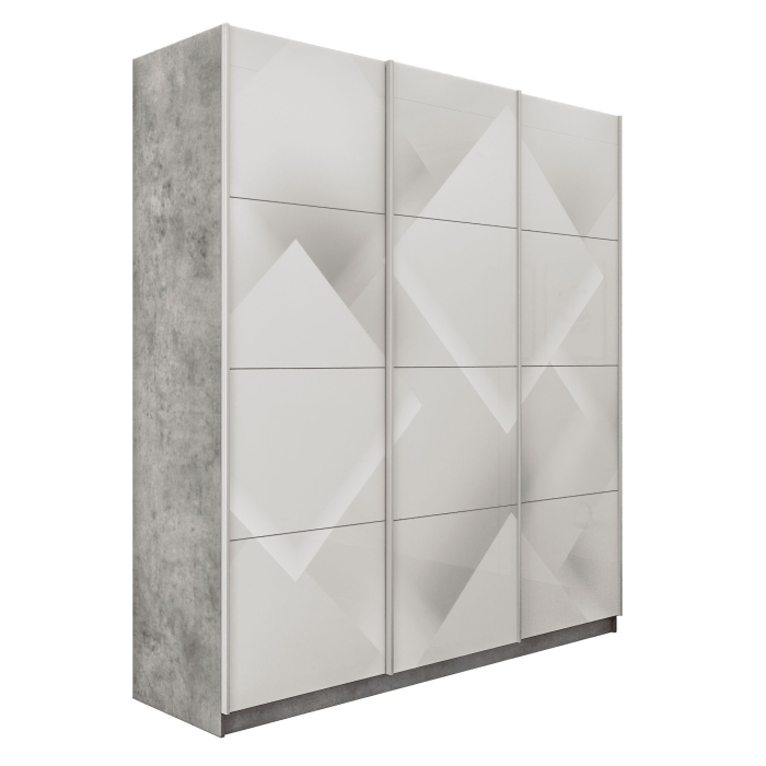 Шкафы-купе 3-х дверные, Шкаф-купе Прайм 3-х дверный Фотопечать Квадраты Стекла/Доводчики 180х57х230