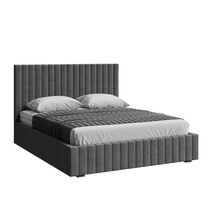 Мягкая кровать, Кровать двуспальная Болонья велюр с ПМ 160х200 см