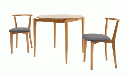 Стол Pawook К 90 натур со стульями Франк ПМ натур/графит рогожка