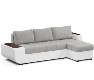 Диван-кровать угловой Атланта со столиком еврокнижка,велюр+экокожа