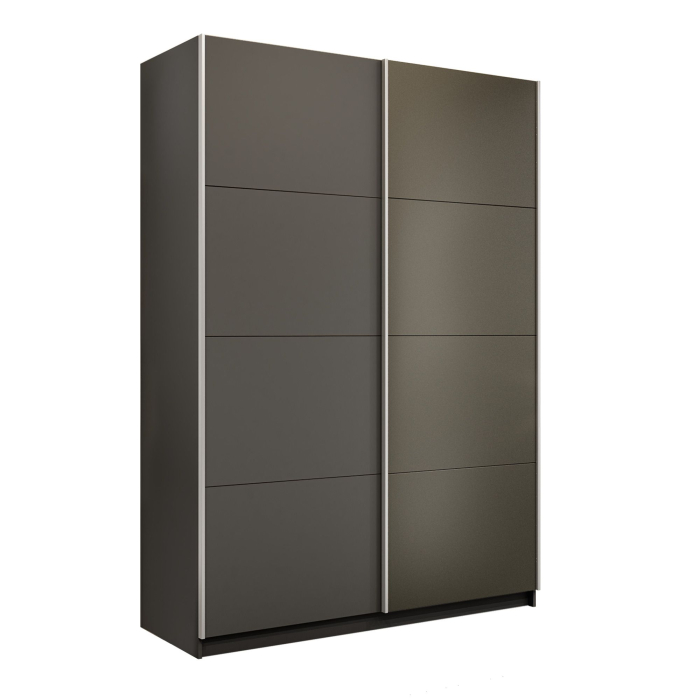 Шкафы-купе 2-х дверные, Шкаф-купе Прайм 2-х дверный ДСП/Стекло хаки/Доводчики 140х57х230