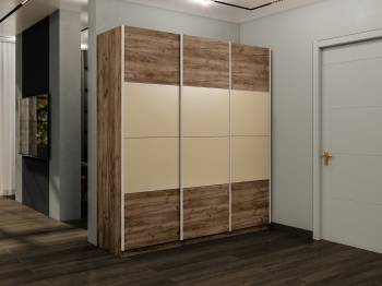 Шкаф-купе Эста 3-х дверный ДСП/Стекла фисташка/Доводчик 300х66х240