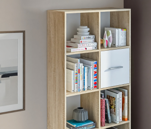 Стеллаж Мамбо СБ-3215 Дуб Сонома/Белый