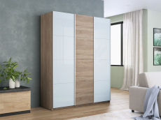 Шкафы-купе 3-х дверные, Шкаф-купе Прайм 3-х дверный Стекла белые/ДСП/Доводчики 180х57х230