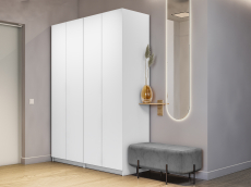 Шкафы распашные, Шкаф складной Е1 Локер ("Гармошка" с системой Push to Move/Левый)162х52.5х220 см,с двумя комплектами полок и модулем