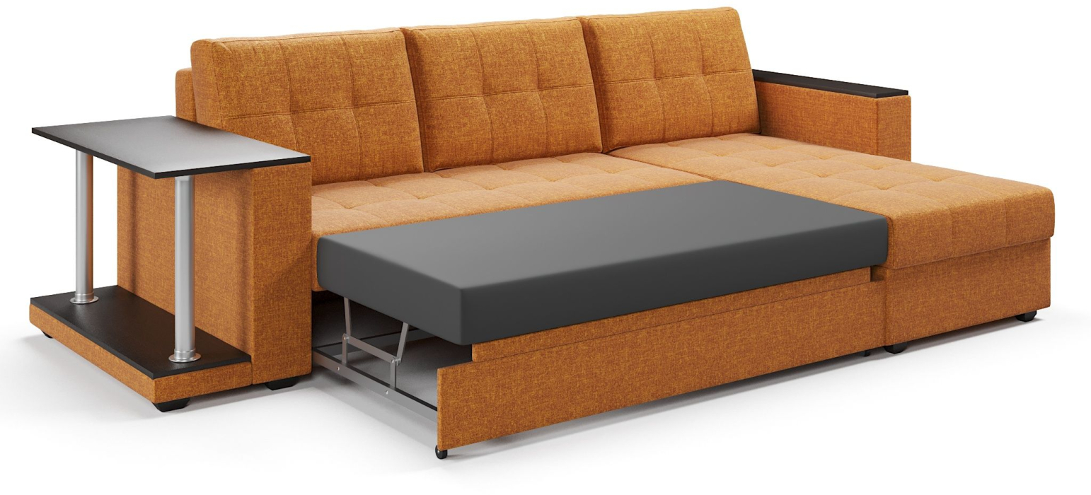 Диваны угловые в гостиную, Диван-кровать угловой со столом Атланта Классик 145 , рогожка