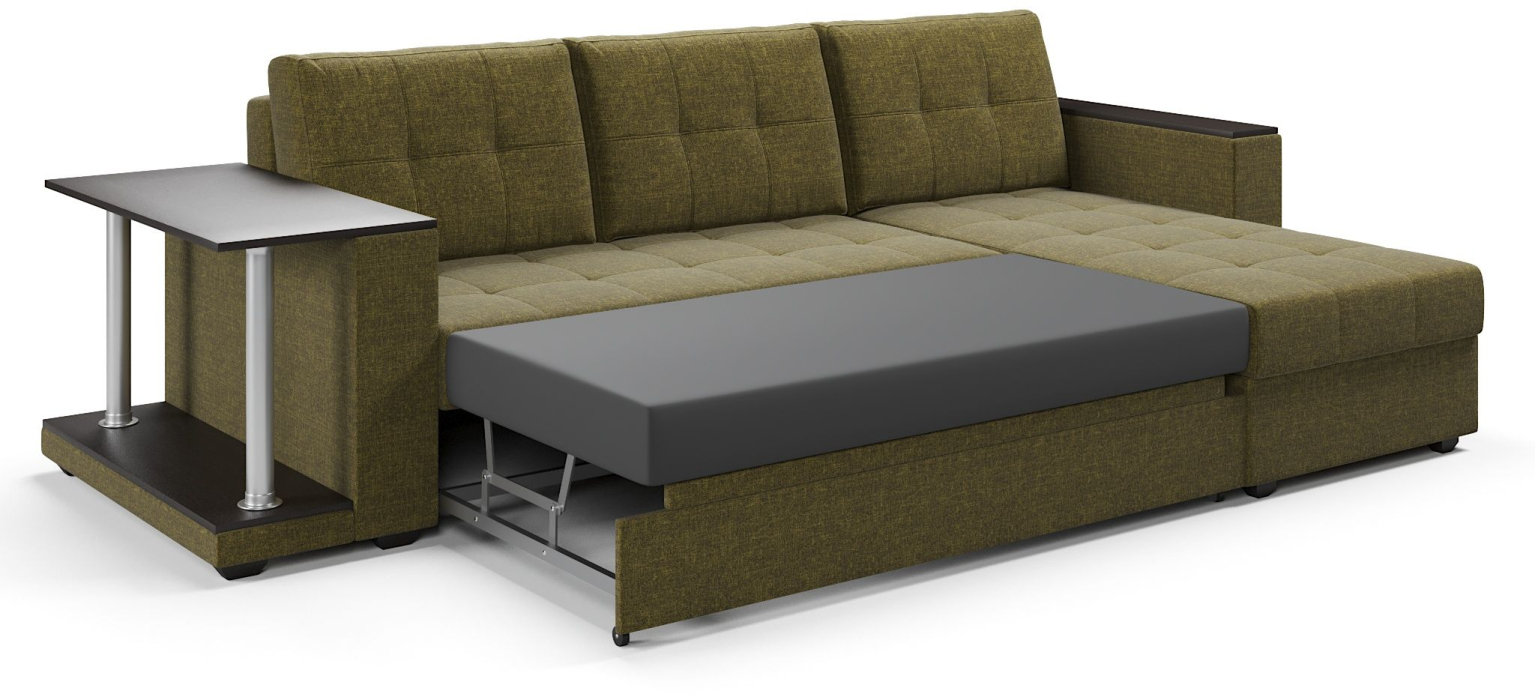 Диваны угловые в гостиную, Диван-кровать угловой со столом Атланта Классик 145 , рогожка