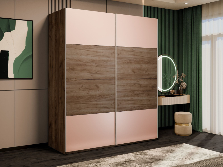 Шкафы-купе 2-х дверные, Шкаф-купе Эста 2-х дверный ДСП/Стекла пудра/Доводчик 160х66х240