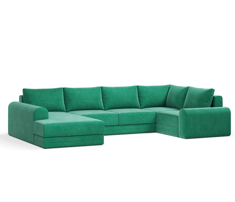 Диваны угловые в гостиную, Угловой диван Модерно П-образный, велюр