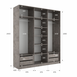 Шкаф-купе Эста 3-х дверный Стекла хаки/Доводчик 270х66х240