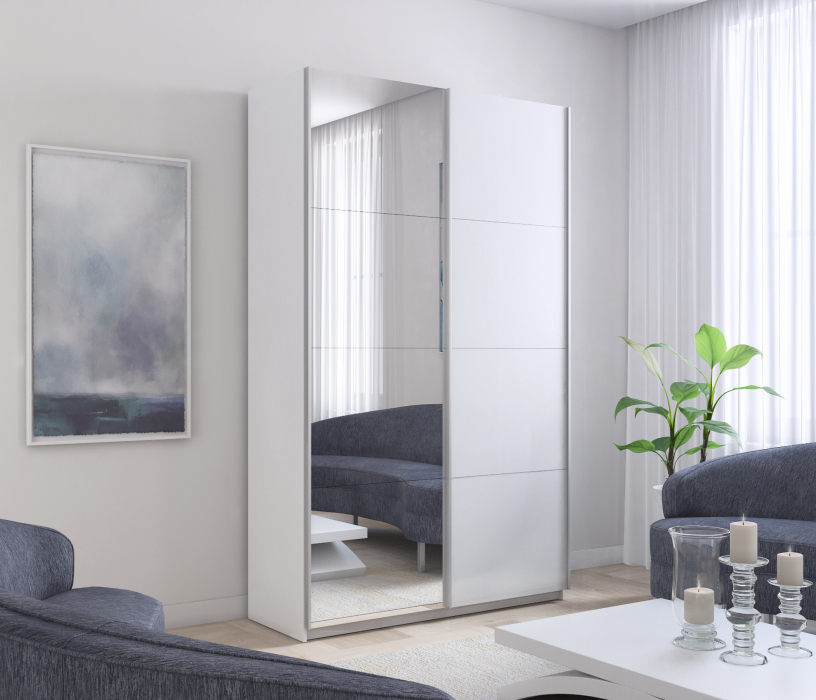 Шкафы-купе 2-х дверные, Шкаф Прайм дуо ДСП+зеркало 2300 х 1600 х 570