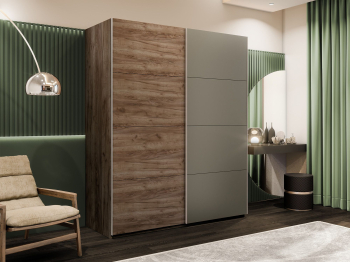 Шкаф-купе Эста 2-х дверный ДСП/Стекла хаки/Доводчик 180х66х240